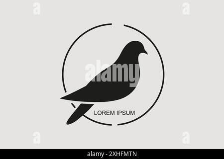 Minimaliste Bird Silhouette logo Design en cercle avec texte de marque Illustration de Vecteur