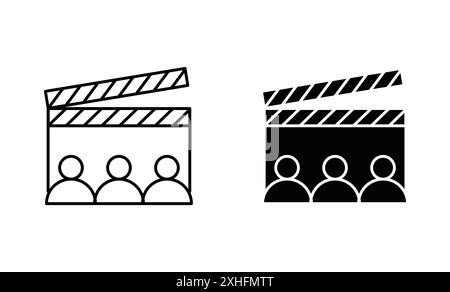 Icône d'appel de coulée vecteur d'art de ligne noire dans le signe de collection d'ensemble de contour noir et blanc Illustration de Vecteur