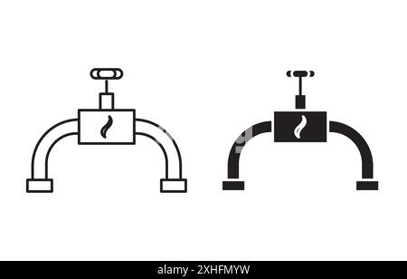 Icône de tuyau de gaz vecteur d'art de ligne noir en noir et blanc contour set signe de collection Illustration de Vecteur