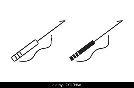 Icône de harpon vecteur d'art de ligne noire dans le signe de collection d'ensemble de contour noir et blanc Illustration de Vecteur