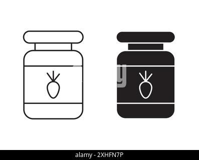 Icône de confiture vecteur d'art de ligne noir dans le signe de collection d'ensemble de contour noir et blanc Illustration de Vecteur