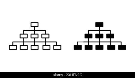 Icône de structure hiérarchique vecteur d'art de ligne noir dans le signe de collection de set de contour noir et blanc Illustration de Vecteur