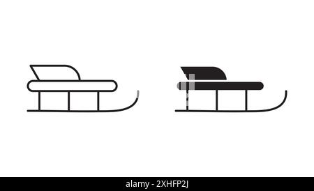 Icône de traîneau symbole vectoriel ou ensemble de signes collection dans un contour noir et blanc Illustration de Vecteur