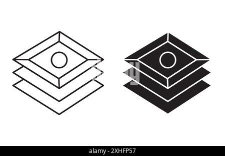 Icône de tuiles vecteur d'art de ligne noir dans le signe de collection d'ensemble de contour noir et blanc Illustration de Vecteur