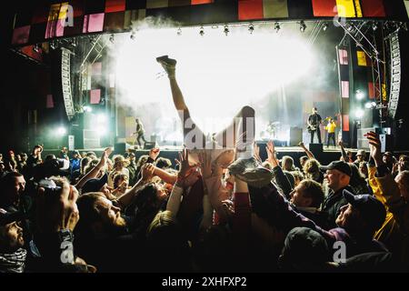 Roskilde, Danemark. 07 juillet 2024. Le groupe de punk hardcore américain The Armed donne un concert live lors du festival de musique danois Roskilde Festival 2024 à Roskilde. Banque D'Images