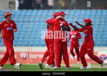 Bangladesh-Zimbabwe premier match international d'une journée (ODI) de cinq séries de matchs au stade national de cricket Sher-e-Bangla à Mirpur, Dhaka, Banglade Banque D'Images