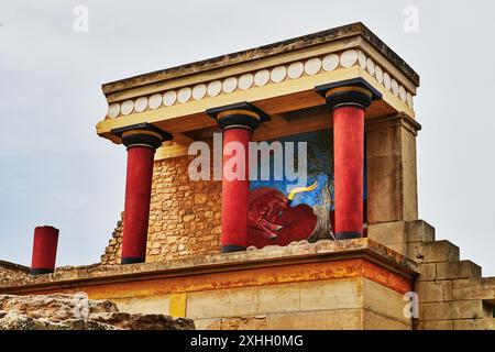 Le palais minoen à Knossos, île de Crète, Grèce, Europe Banque D'Images