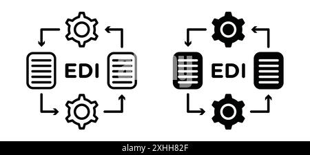 Icône EDI vecteur d'art de ligne noire dans le signe de collection d'ensemble de contour noir et blanc Illustration de Vecteur