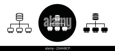 Icône d'architecture de données vecteur d'art de ligne noire dans le signe de collection de set de contour noir et blanc Illustration de Vecteur
