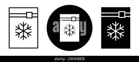 Icône de sac de nourriture congelé vecteur d'art de ligne noire en noir et blanc contour set signe de collection Illustration de Vecteur