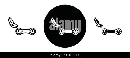 Icône de lentille de contact vecteur d'art de ligne noire dans le signe de collection d'ensemble de contour noir et blanc Illustration de Vecteur