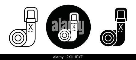 Icône de sangle de yoga vecteur d'art de ligne noire dans le signe de collection d'ensemble de contour noir et blanc Illustration de Vecteur