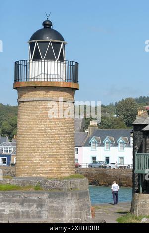 Portpatrick, Wigtownshire, Écosse, Royaume-Uni - ancien phare à l'entrée du port de Portpatrick, désarmé en 1900 Banque D'Images