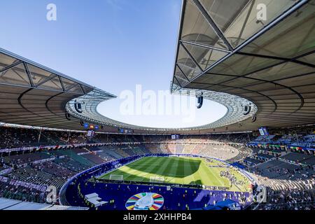 Berlin, Allemagne. 14 juillet 2024. L’Olympiastadion est prêt pour la finale de l’Euro 2024 de l’UEFA entre l’Espagne et l’Angleterre à Berlin. Crédit : Gonzales photo/Alamy Live News Banque D'Images