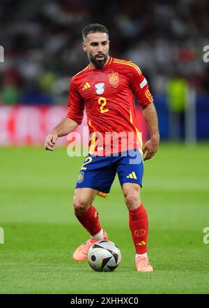 L'Espagnol Dani Carvajal en action lors de la finale de l'UEFA Euro 2024 à l'Olympiastadion de Berlin. Date de la photo : dimanche 14 juillet 2024. Banque D'Images