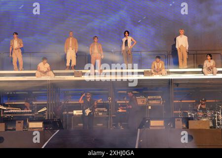 USAGE ÉDITORIAL SEUL Stray Kids se produisant sur scène au BST Hyde Park à Londres. Date de la photo : dimanche 14 juillet 2024. Banque D'Images