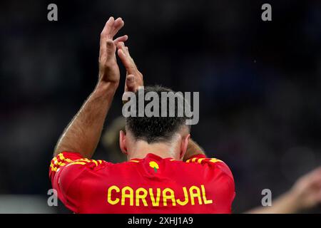 Berlin, Allemagne. 14 juillet 2024. L'Espagnol Dani Carvajal lors du match de football Euro 2024 entre l'Espagne et l'Angleterre à l'Olympiastadion, Berlin, Allemagne - dimanche 14 juillet 2024. Sport - Soccer . (Photo de Spada/LaPresse) crédit : LaPresse/Alamy Live News Banque D'Images