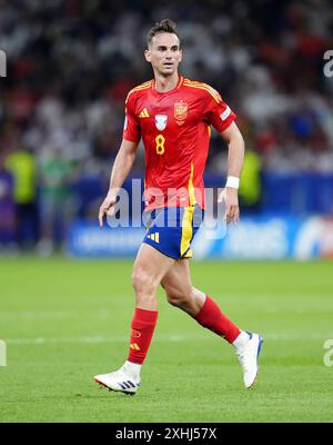 L'Espagnol Fabian Ruiz en action lors de la finale de l'UEFA Euro 2024 à l'Olympiastadion de Berlin. Date de la photo : dimanche 14 juillet 2024. Banque D'Images