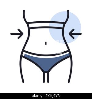 Icône de perte de poids avec la taille de la femme. Signe de corps féminin mince. Symbole graphique pour la forme physique et la perte de poids site Web et conception d'applications, logo, application, interface utilisateur Illustration de Vecteur