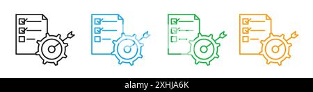 Buts et objectifs atteints icône vecteur d'art de ligne noire en noir et blanc contour set signe de collection Illustration de Vecteur