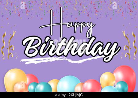 Joyeux anniversaire à toi carte, bannière. Belle affiche de voeux avec calligraphie mot texte doré avec élément étoiles. Lettrage manuscrit moderne au pinceau Illustration de Vecteur