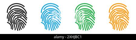 Icône d'empreinte digitale vecteur d'art de ligne noir dans le signe de collection d'ensemble de contour noir et blanc Illustration de Vecteur