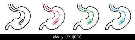 Icône d'endoscopie vecteur d'art de ligne noire dans le signe de collection d'ensemble de contour noir et blanc Illustration de Vecteur