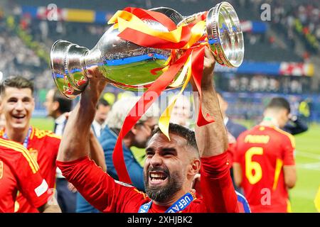 Berlin, Allemagne. 14 juillet 2024. L'Espagnol Dani Carvajal lors du match de football Euro 2024 entre l'Espagne et l'Angleterre à l'Olympiastadion, Berlin, Allemagne - dimanche 14 juillet 2024. Sport - Soccer . (Photo de Spada/LaPresse) crédit : LaPresse/Alamy Live News Banque D'Images