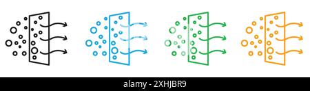 Icône de purification d'air vecteur d'art de ligne noire en noir et blanc contour set signe de collection Illustration de Vecteur