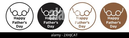 Icône de jour des pères vecteur d'art de ligne noire en noir et blanc contour set signe de collection Illustration de Vecteur
