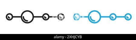 Icône de structure moléculaire linéaire vecteur d'art de ligne noire dans le signe de collection d'ensemble de contour noir et blanc Illustration de Vecteur