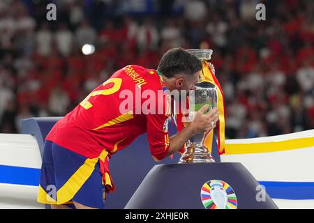 Berlin, Allemagne. 14 juillet 2024. L'Espagnol Dani Carvajal lors du match de football Euro 2024 entre l'Espagne et l'Angleterre à l'Olympiastadion, Berlin, Allemagne - dimanche 14 juillet 2024. Sport - Soccer . (Photo de Spada/LaPresse) crédit : LaPresse/Alamy Live News Banque D'Images