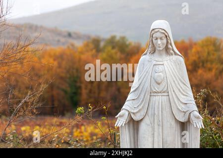 Statue de la Reine de la paix dans une communauté de Medjugorje, Bosnie-Herzégovine. Banque D'Images