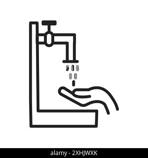 Icône d'ablution vecteur d'art de ligne noire dans le signe de collection d'ensemble de contour noir et blanc Illustration de Vecteur