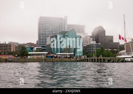 Halifax, NS, Canada - 23 juin 2024 : bâtiments modernes le long du port avec espace copie Banque D'Images