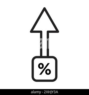 Icône de croissance d'intérêt vecteur d'art de ligne noire dans le signe de collection d'ensemble de contour noir et blanc Illustration de Vecteur