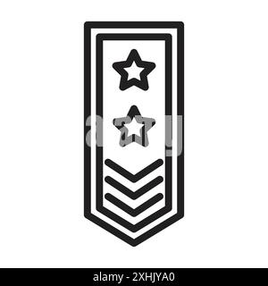 Icône de badge de rang militaire vecteur d'art de ligne noire dans le signe de collection d'ensemble de contour noir et blanc Illustration de Vecteur