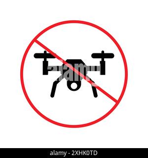 Aucun drone de mouche signe vecteur d'art de ligne noire en noir et blanc contour set signe de collection Illustration de Vecteur