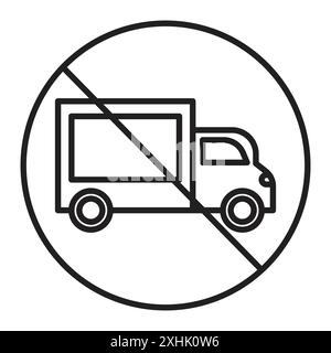 Aucun signe de camion vecteur d'art de ligne noire en noir et blanc contour set signe de collection Illustration de Vecteur