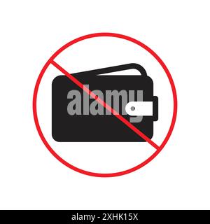 Aucun signe de portefeuille vecteur d'art de ligne noire en noir et blanc contour set signe de collection Illustration de Vecteur