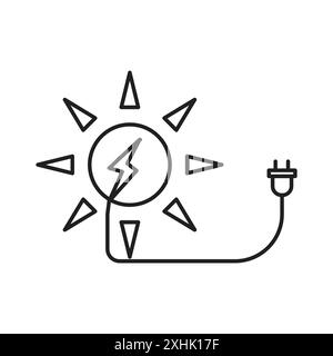 Icône d'énergie solaire vecteur d'art de ligne noire en noir et blanc contour set signe de collection Illustration de Vecteur