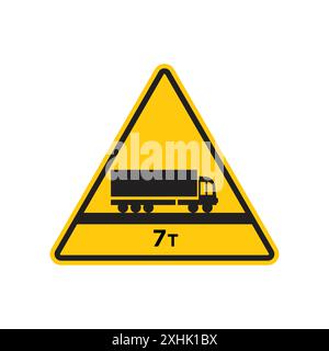 Panneau de signalisation de limite de poids vecteur d'art de ligne noire dans le panneau de collection de contour noir et blanc Illustration de Vecteur