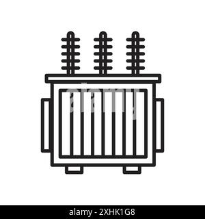 Icône de transformateur vecteur d'art de ligne noir en noir et blanc contour set signe de collection Illustration de Vecteur