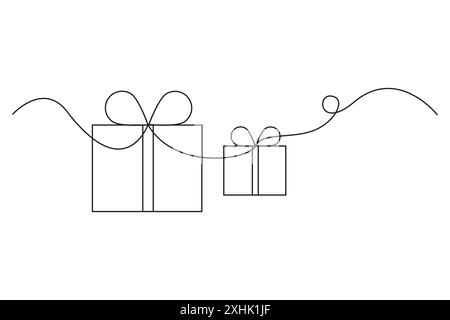 Icône boîtes cadeaux. Dessin au trait minimaliste. Motif de contour noir. Illustration vectorielle. Illustration de Vecteur