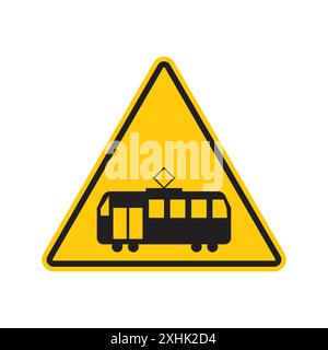 Tramway avertissement panneau de circulation Black Line art vector en noir et blanc contour set signe de collection Illustration de Vecteur