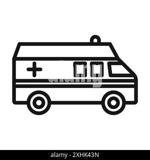 Icône d'ambulance vecteur d'art de ligne noire dans le signe de collection d'ensemble de contour noir et blanc Illustration de Vecteur