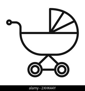 Icône de voiture d'enfant vecteur d'art de ligne noire dans le signe de collection d'ensemble de contour noir et blanc Illustration de Vecteur