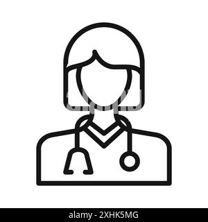 Vecteur d'art de ligne noire d'icône de docteur en signe de collection de contour noir et blanc Illustration de Vecteur