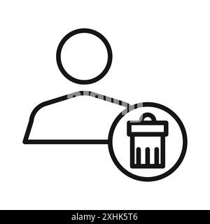 Supprimer l'icône de l'utilisateur vecteur d'art de ligne noir dans le signe de collection de set de contour noir et blanc Illustration de Vecteur