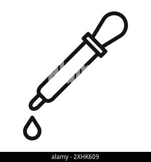 Icône de compte-gouttes d'oeil vecteur d'art de ligne noir dans le signe de collection d'ensemble de contour noir et blanc Illustration de Vecteur